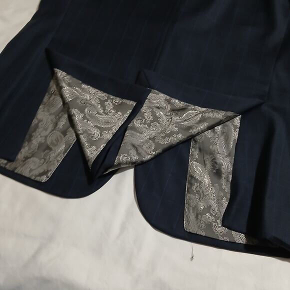 Joseph Abboud Men's 50L 100% Wool Deep Blue Window-Pane Plaid Blazer Lined - Picture 8 of 15